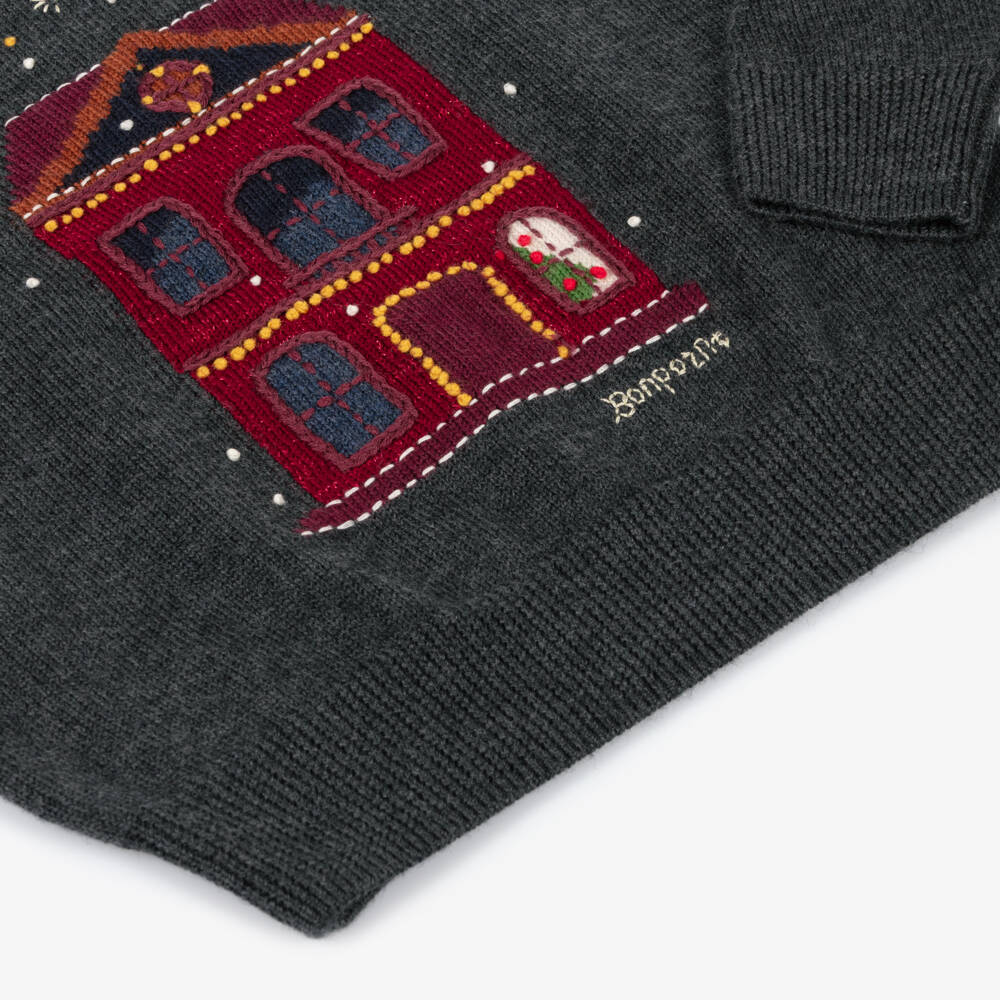 Bonpoint-Boys Grey Wool Holiday Jumper | Childrensalon Outlet