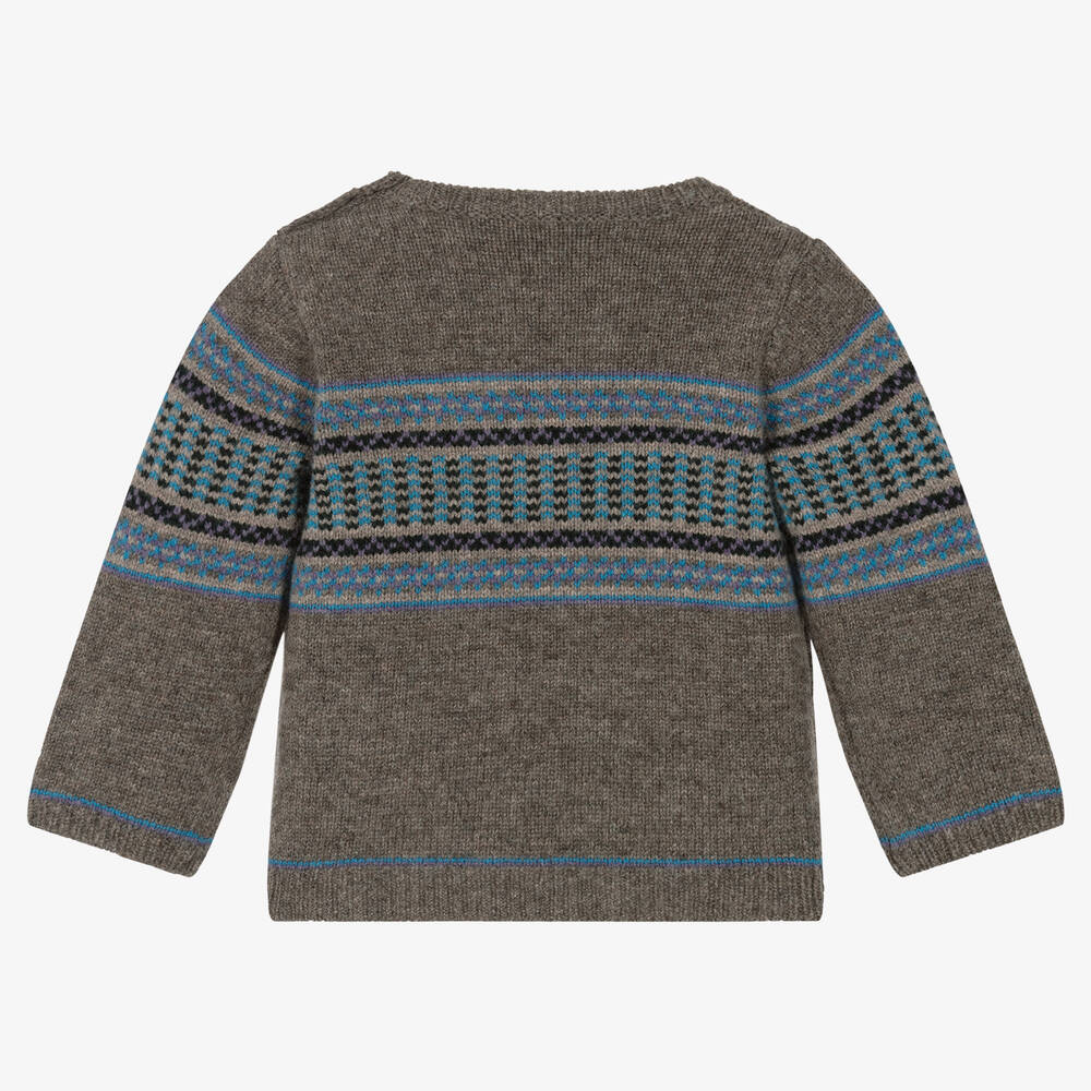 Bonpoint-Boys Grey Wool Knit Jumper | Childrensalon Outlet