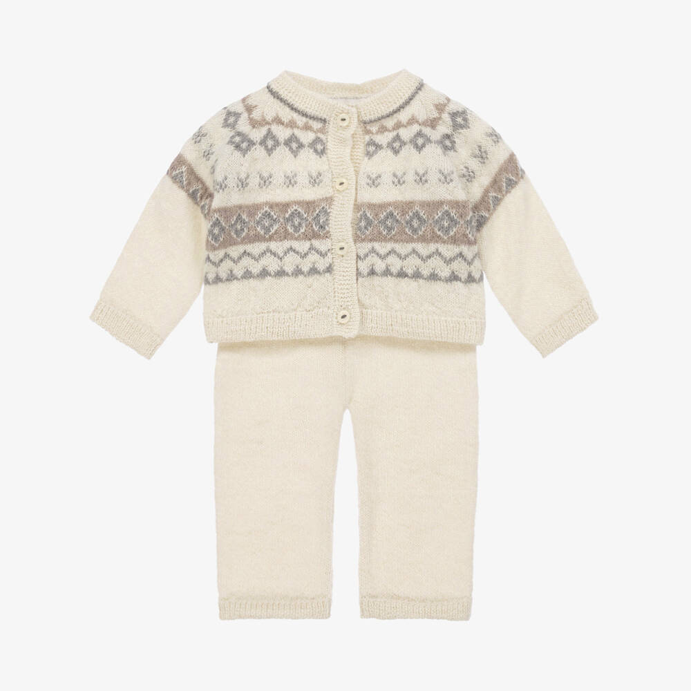 Bonpoint-Boys Ivory Alpaca Knit Set | Childrensalon Outlet