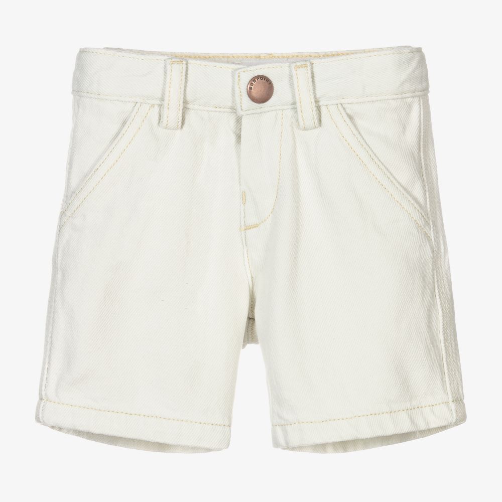 Bonpoint - Boys Ivory Cotton Denim Shorts | Childrensalon