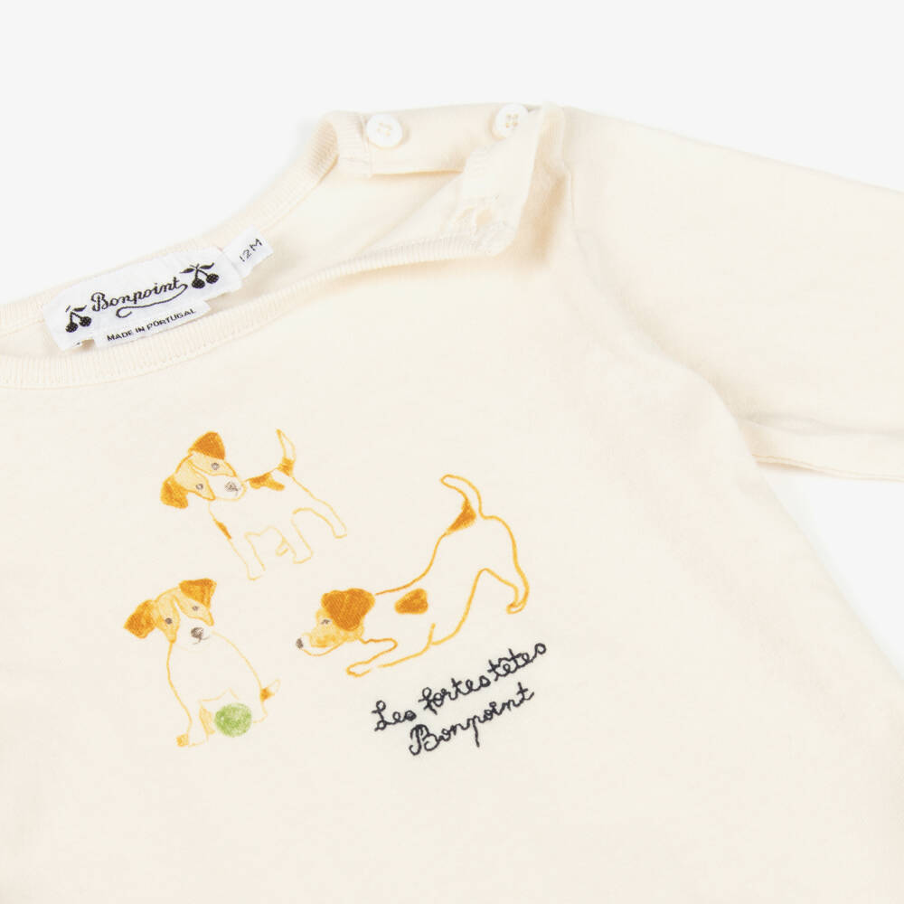 Bonpoint-Boys Ivory Dog Print Cotton Top | Childrensalon Outlet