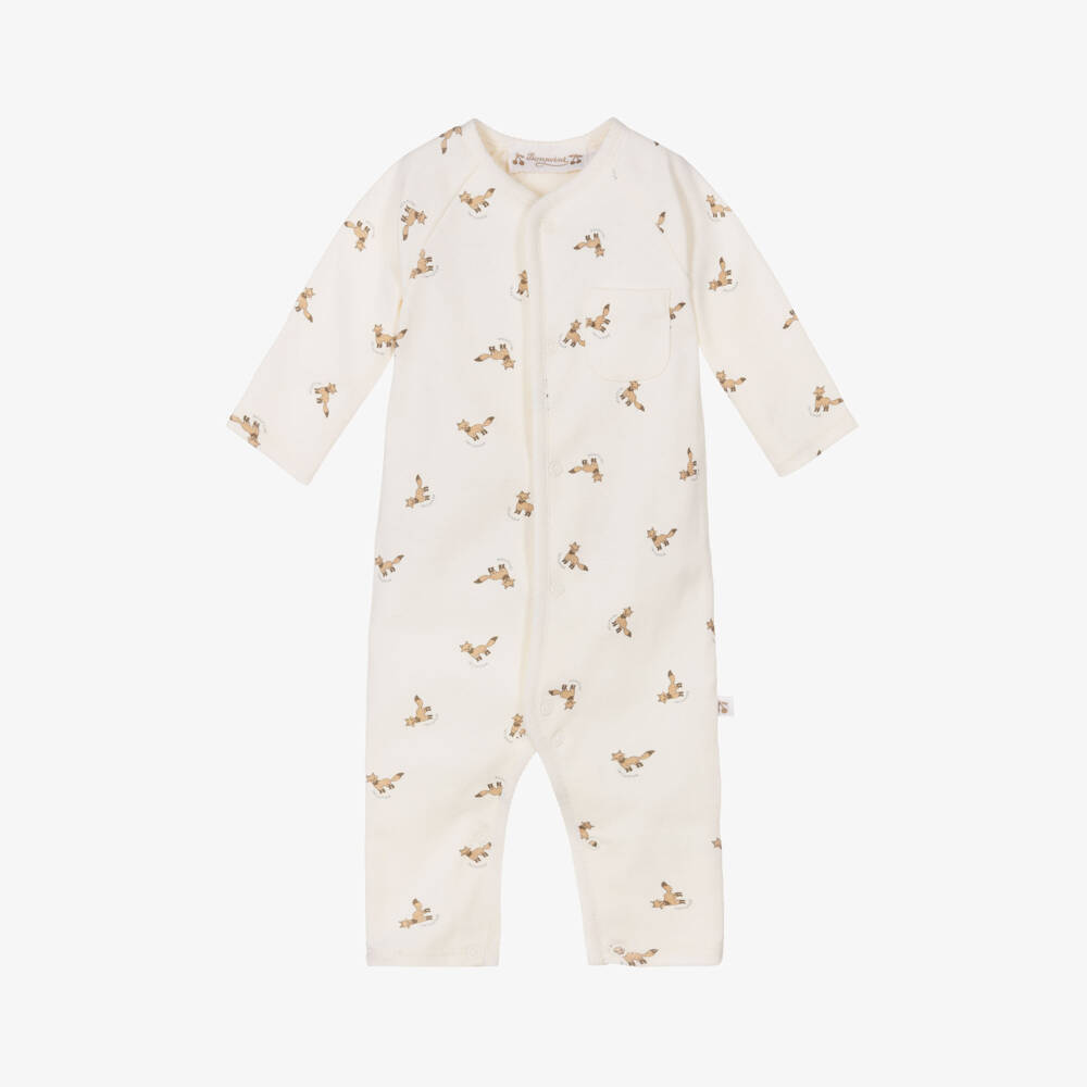 Bonpoint-Boys Ivory Fox Print Babysuit | Childrensalon Outlet