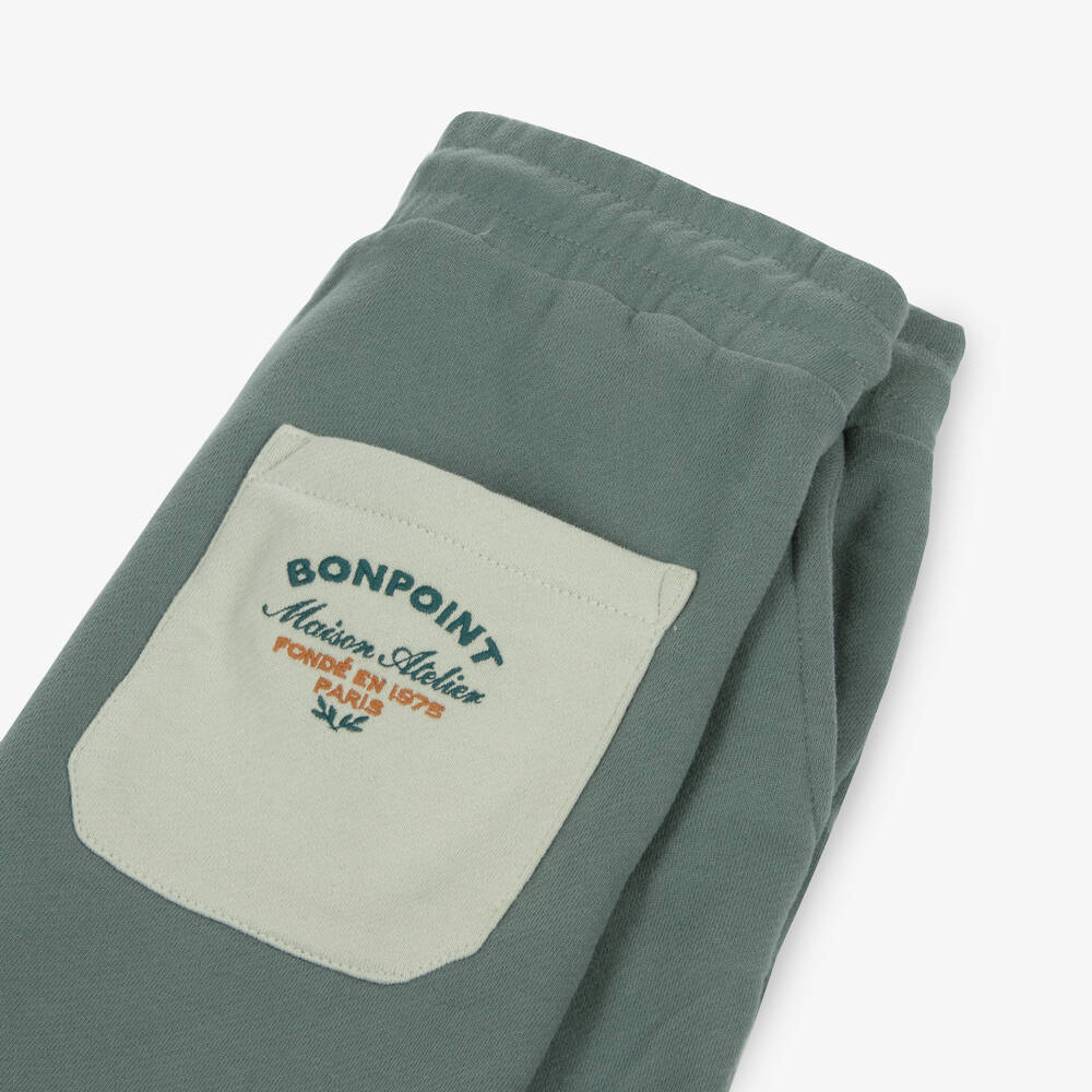 Bonpoint-Boys Leafy Green Cotton Shorts | Childrensalon Outlet