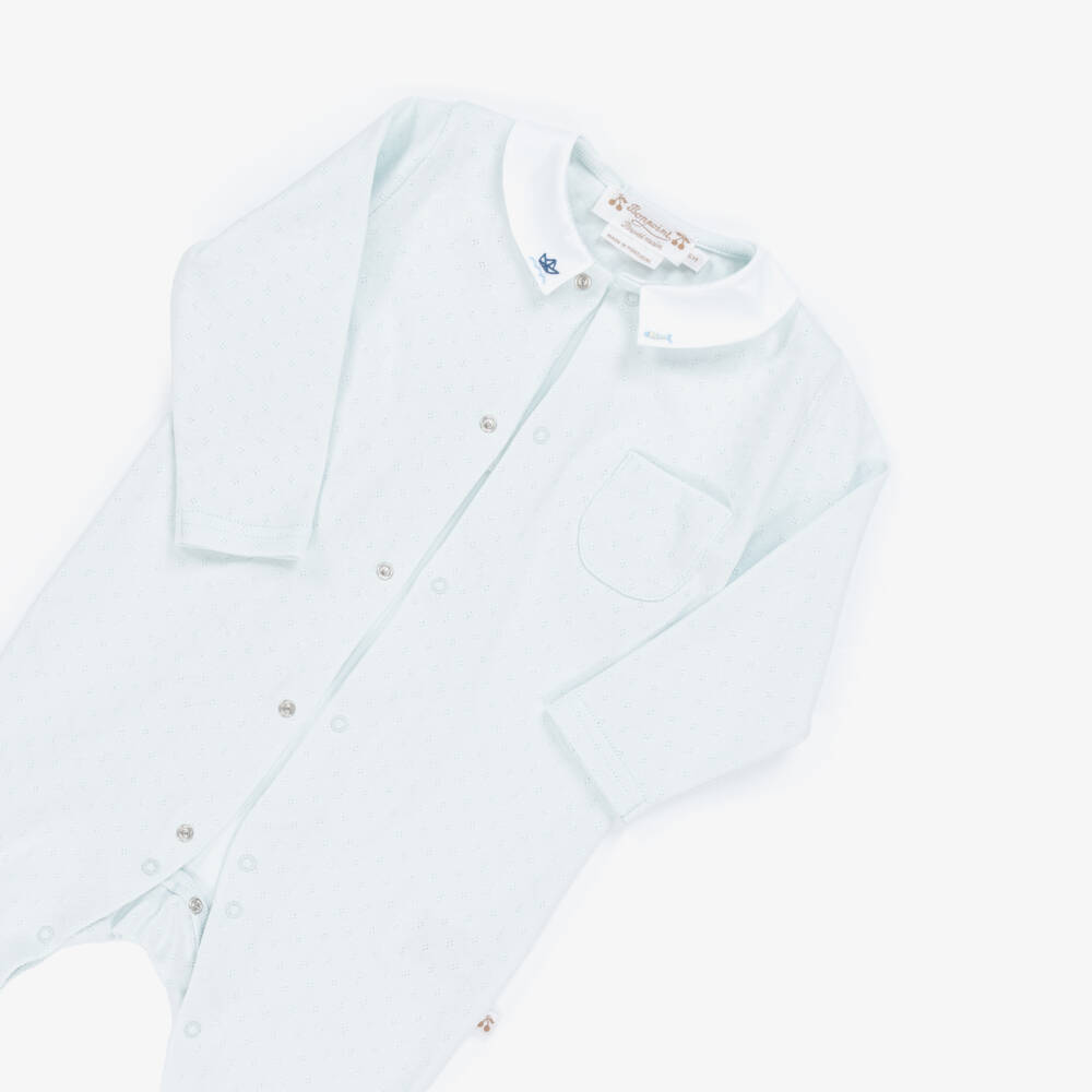 Bonpoint-Boys Nautical Blue Cotton Footie | Childrensalon Outlet