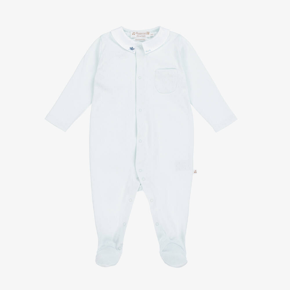 Bonpoint-Boys Nautical Blue Cotton Footie | Childrensalon Outlet