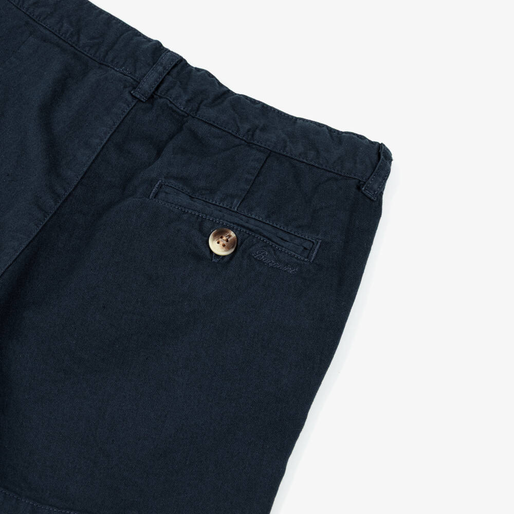 Bonpoint-Boys Navy Blue Cotton Chino Shorts | Childrensalon Outlet