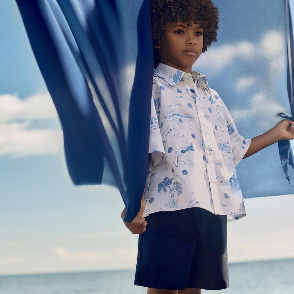 Bonpoint-Boys Navy Blue Cotton Chino Shorts | Childrensalon Outlet