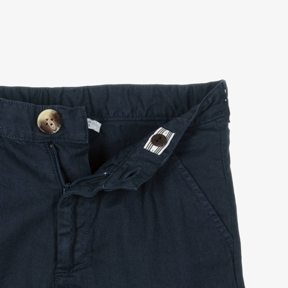 Bonpoint-Boys Navy Blue Cotton Chino Shorts | Childrensalon Outlet
