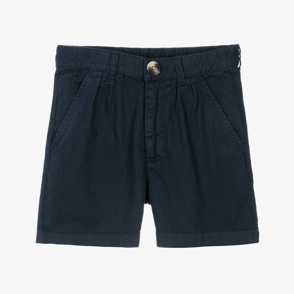 Bonpoint-Boys Navy Blue Cotton Chino Shorts | Childrensalon Outlet