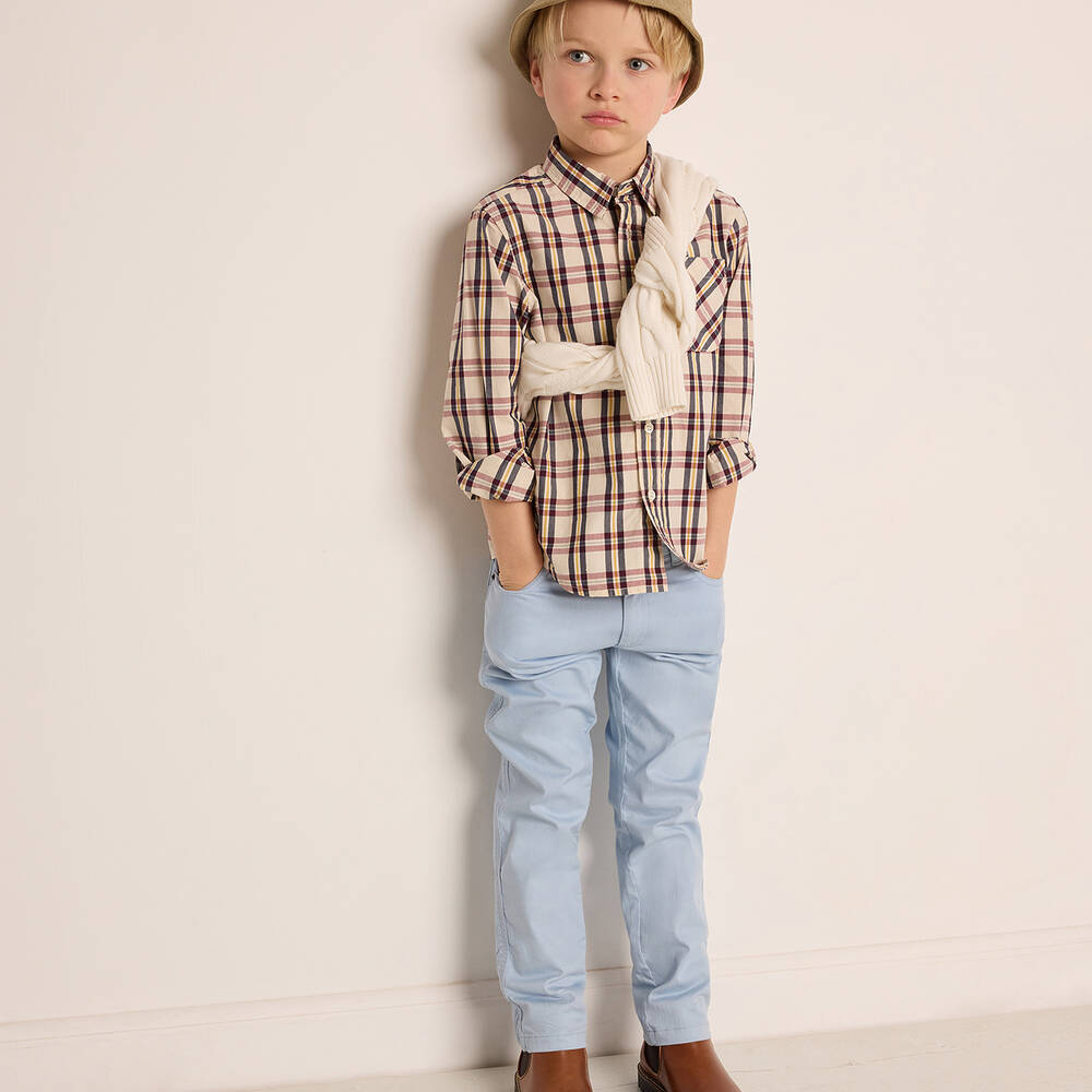 Bonpoint-Boys Pale Blue Cotton Jeans | Childrensalon Outlet