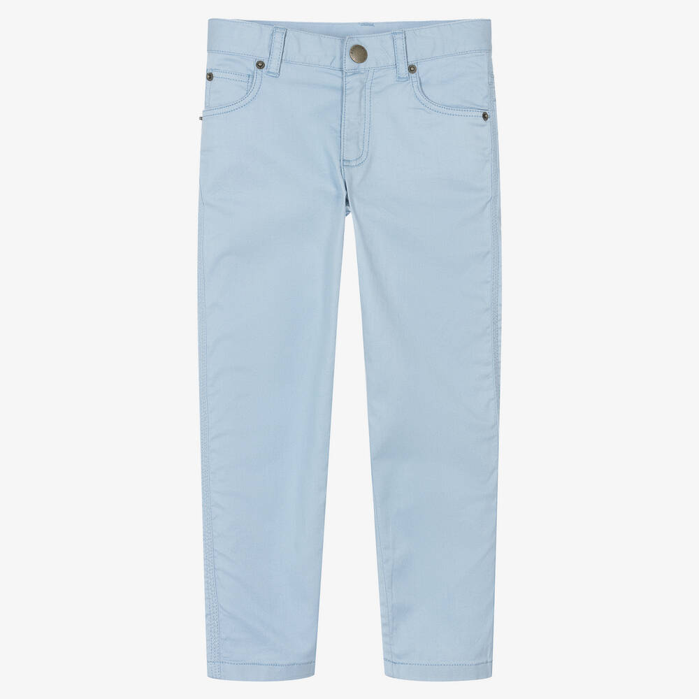 Bonpoint - Boys Pale Blue Cotton Jeans | Childrensalon