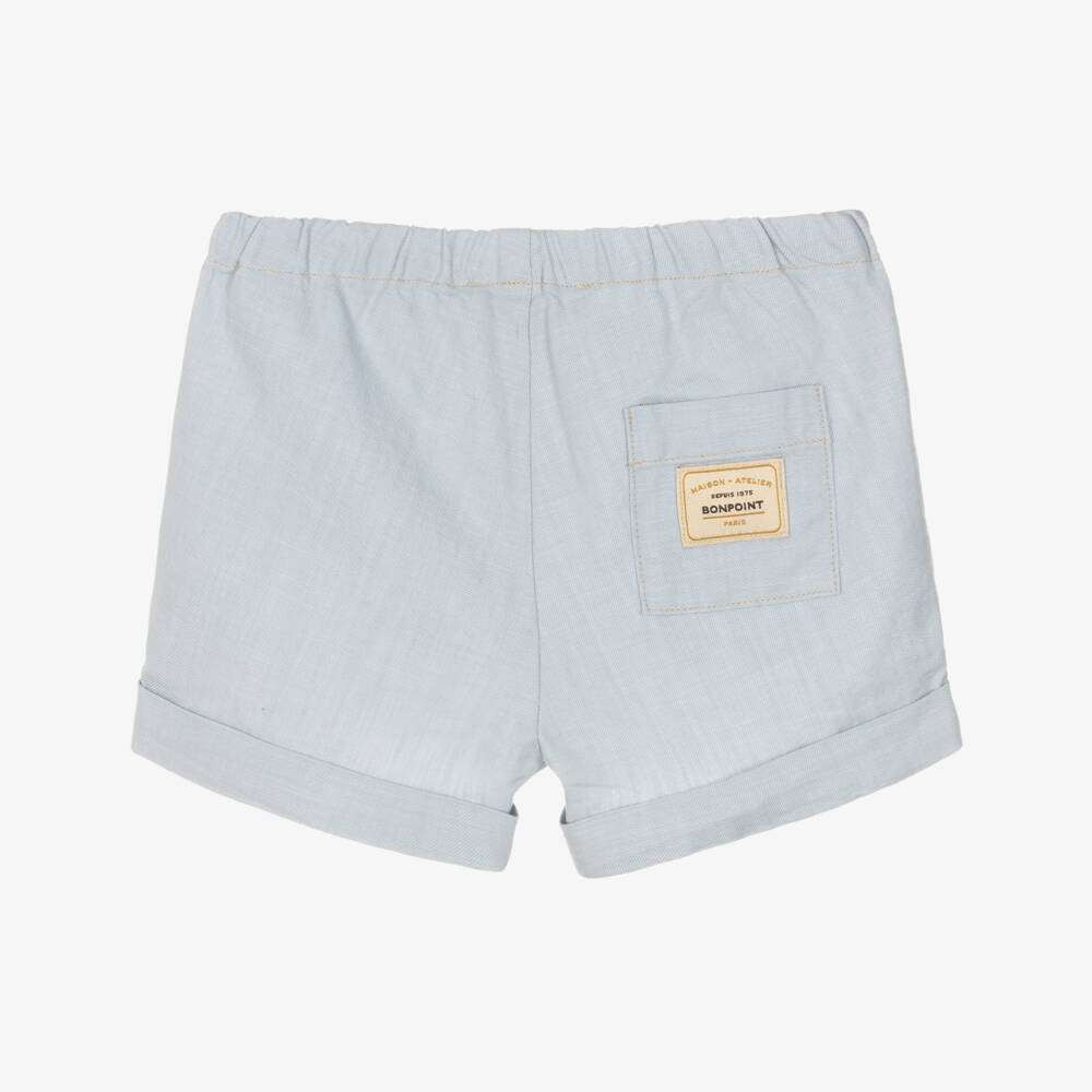 Bonpoint-Boys Pale Blue Cotton Roll-Up Shorts | Childrensalon Outlet
