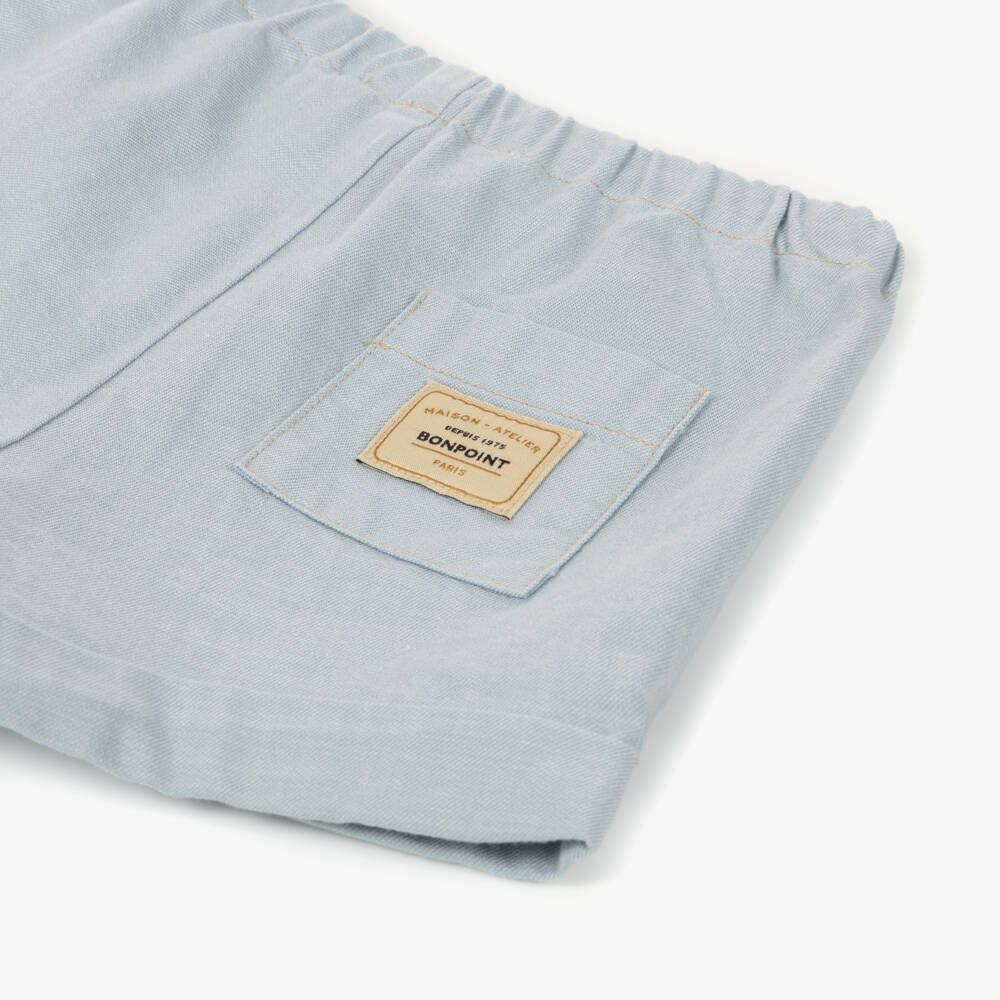 Bonpoint-Boys Pale Blue Cotton Roll-Up Shorts | Childrensalon Outlet