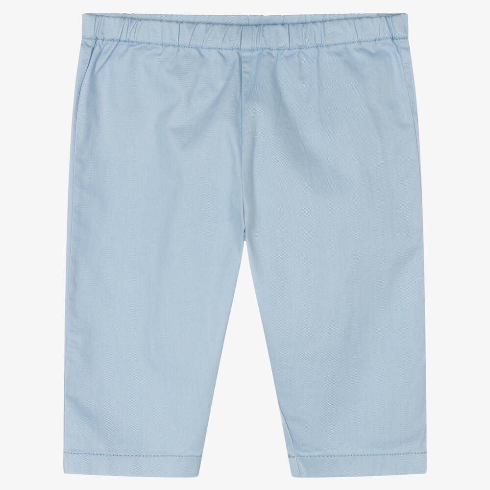 Bonpoint - Boys Pale Blue Cotton Trousers | Childrensalon