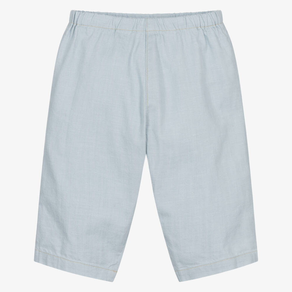 Bonpoint-Boys Pale Blue Elasticated Cotton Trousers | Childrensalon Outlet