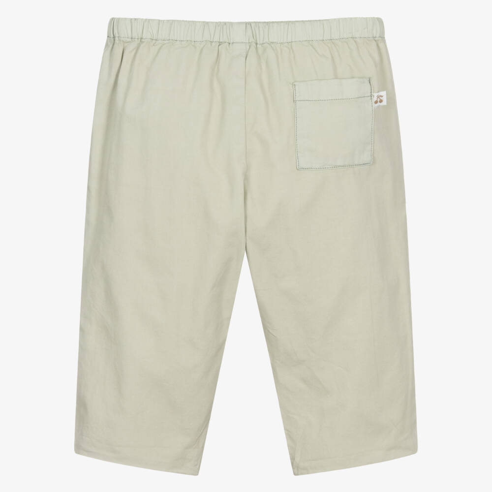 Bonpoint-Boys Pale Sage Green Cotton Trousers | Childrensalon Outlet