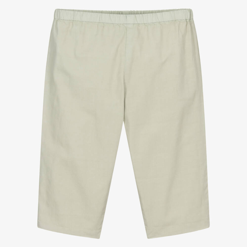 Bonpoint-Boys Pale Sage Green Cotton Trousers | Childrensalon Outlet