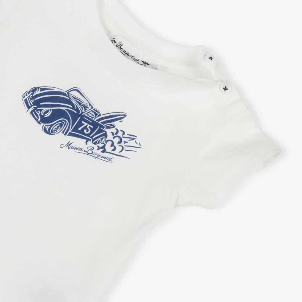Bonpoint-Boys Soft Ivory Car Tee | Childrensalon Outlet