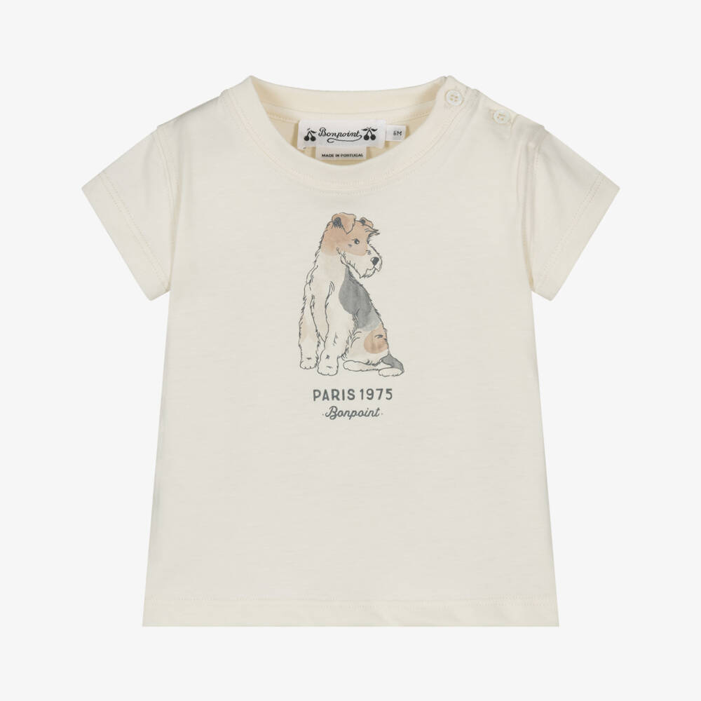 Bonpoint-Boys Soft Ivory Graphic Tee | Childrensalon Outlet
