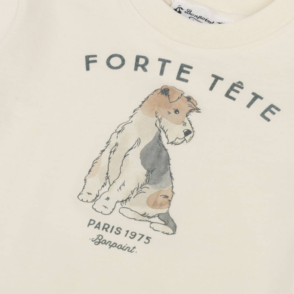 Bonpoint-Boys Soft Ivory Pup Tee | Childrensalon Outlet