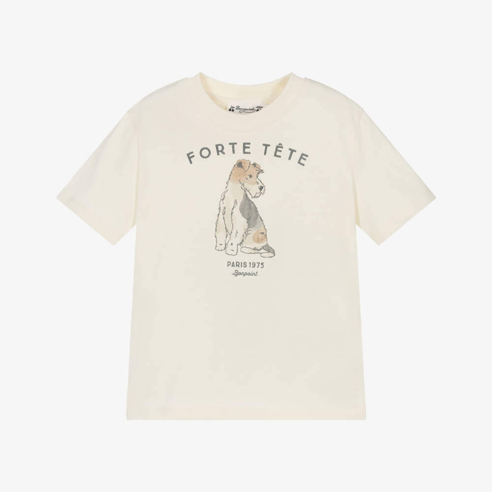 Bonpoint-Boys Soft Ivory Pup Tee | Childrensalon Outlet