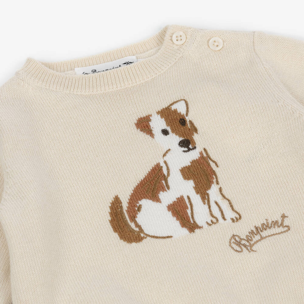 Bonpoint-Boys Woollen Knit Puppy Jumper | Childrensalon Outlet