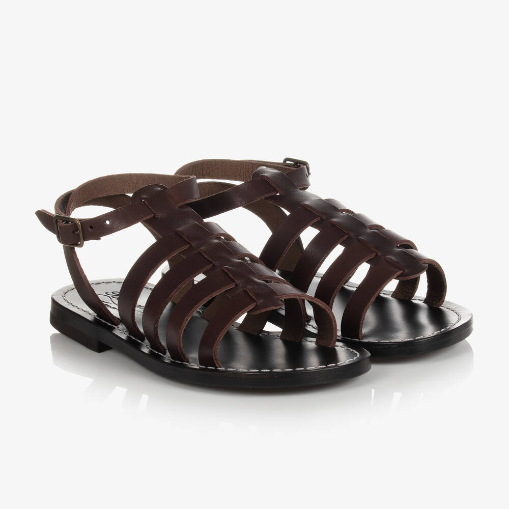 Bonpoint - Braune Römersandalen aus Leder | Childrensalon