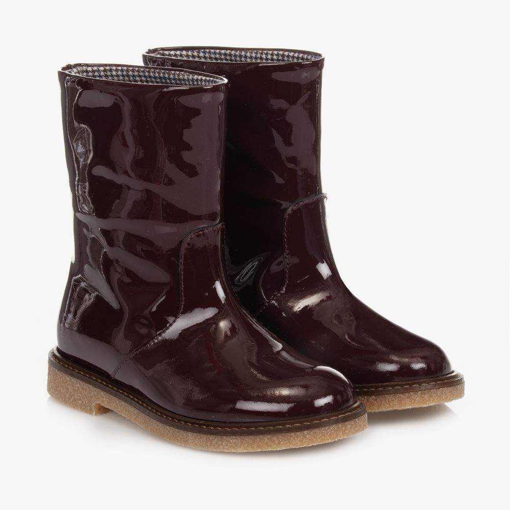 Bonpoint - Bottes vernies marron en cuir  | Childrensalon