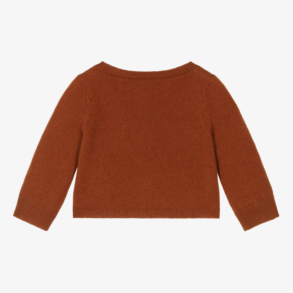 Bonpoint-Burnt Orange Pure Cashmere Cardigan | Childrensalon Outlet