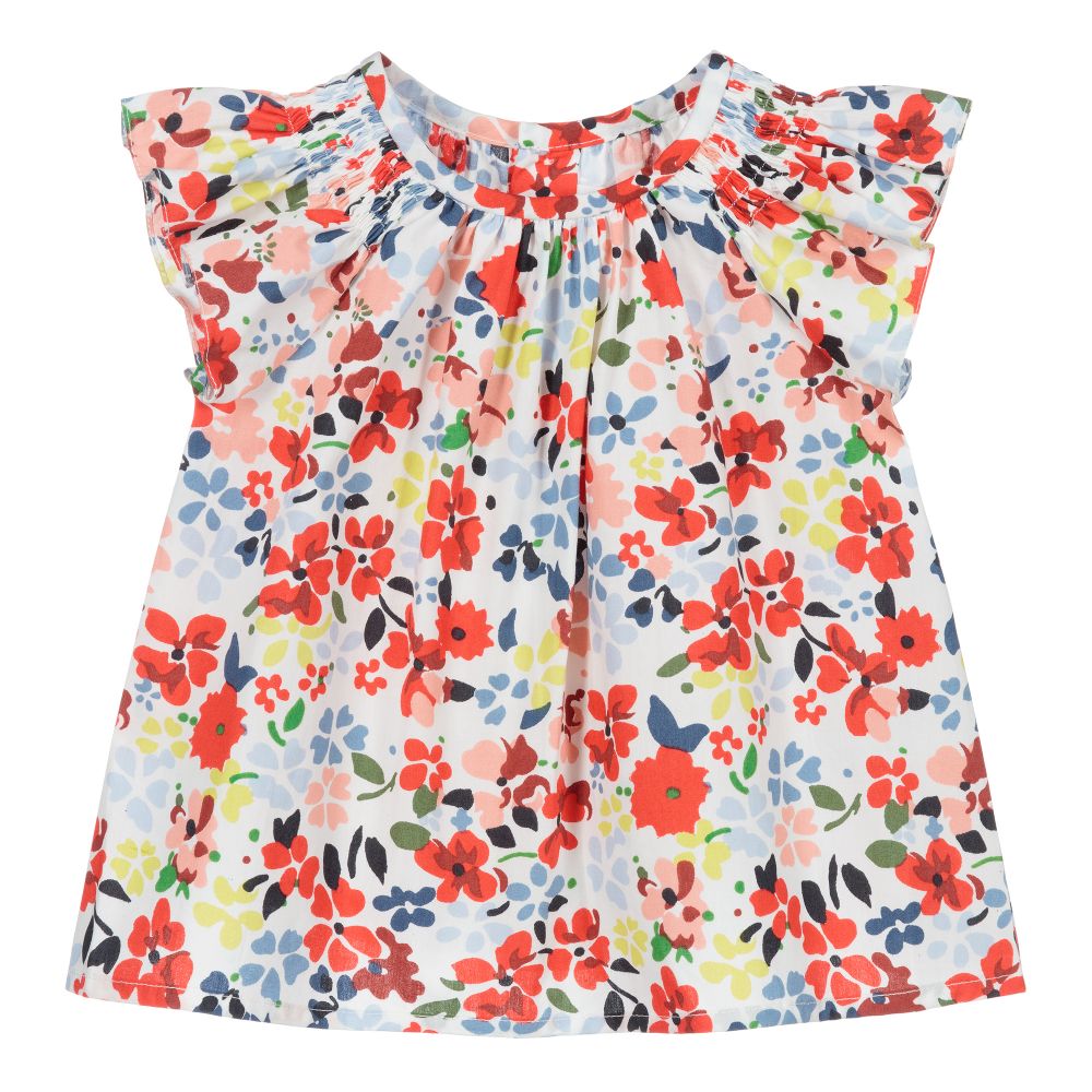Bonpoint - Блузка из хлопка в цветочек | Childrensalon
