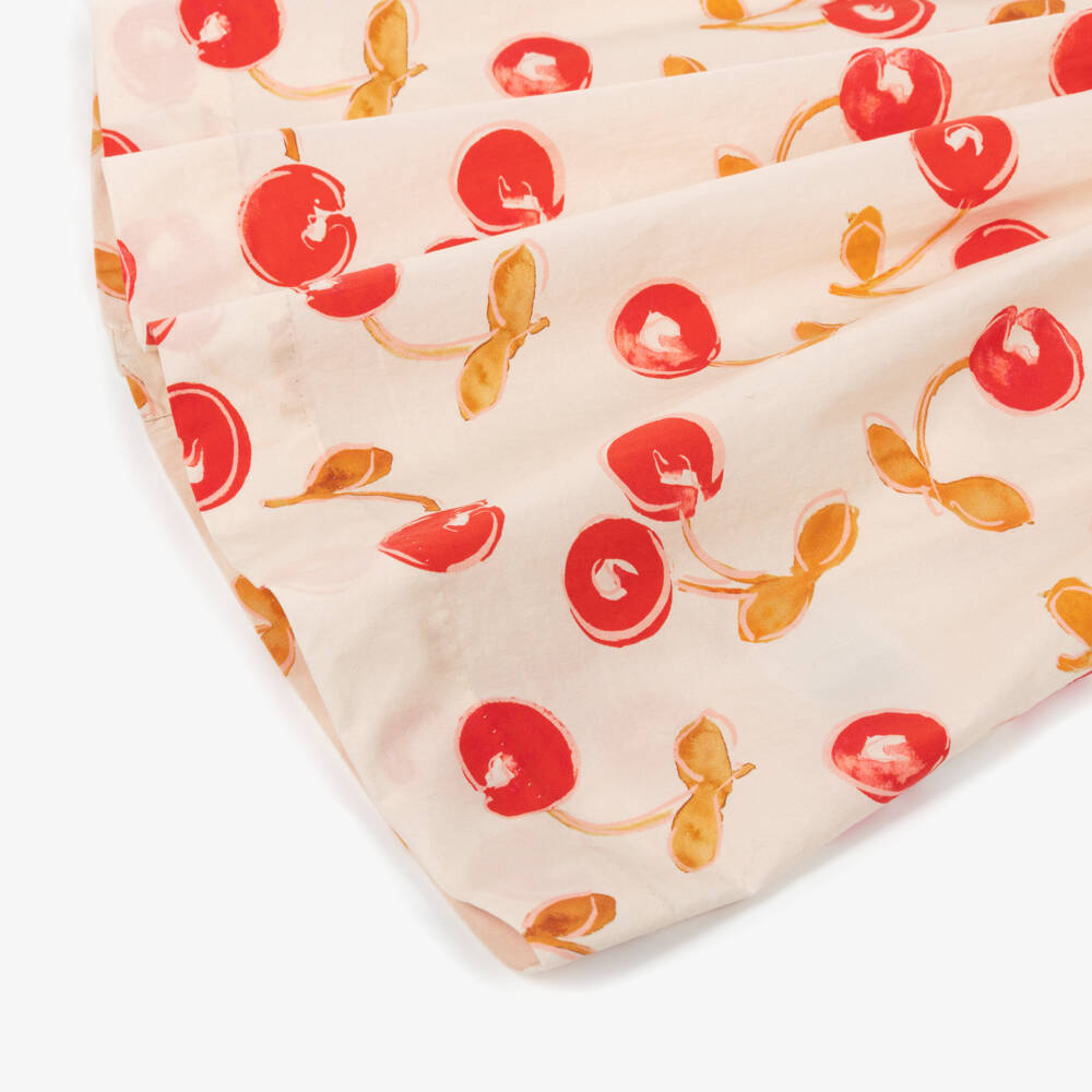 Bonpoint-Girls Beige Cherry Print Cotton Poplin Dress | Childrensalon Outlet