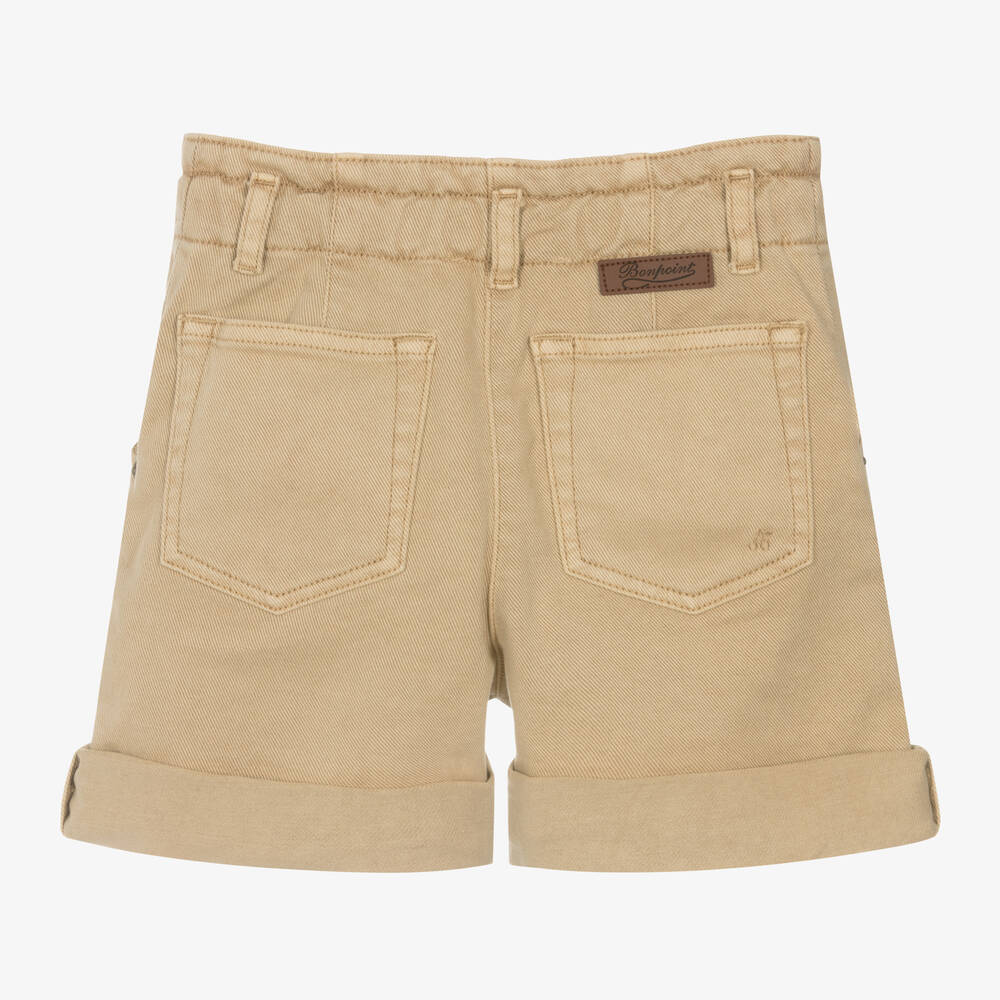 Bonpoint-Girls Beige Cotton Twill Shorts | Childrensalon Outlet