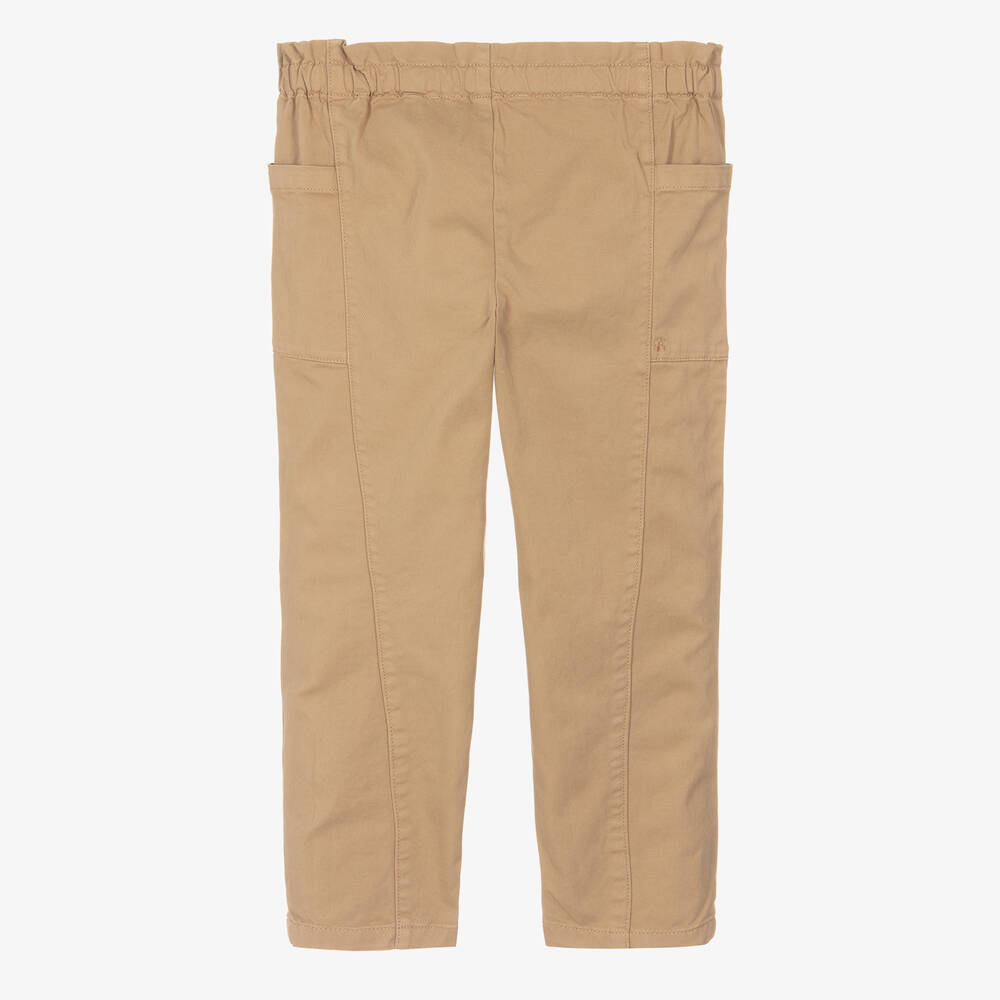 Bonpoint-Girls Beige Cotton Twill Trousers | Childrensalon Outlet