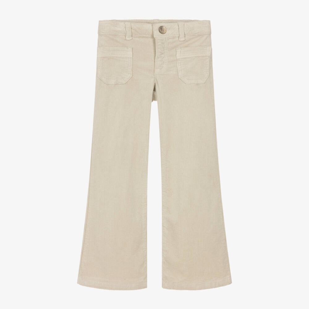 Bonpoint-Girls Beige Flare Cord Trousers | Childrensalon Outlet
