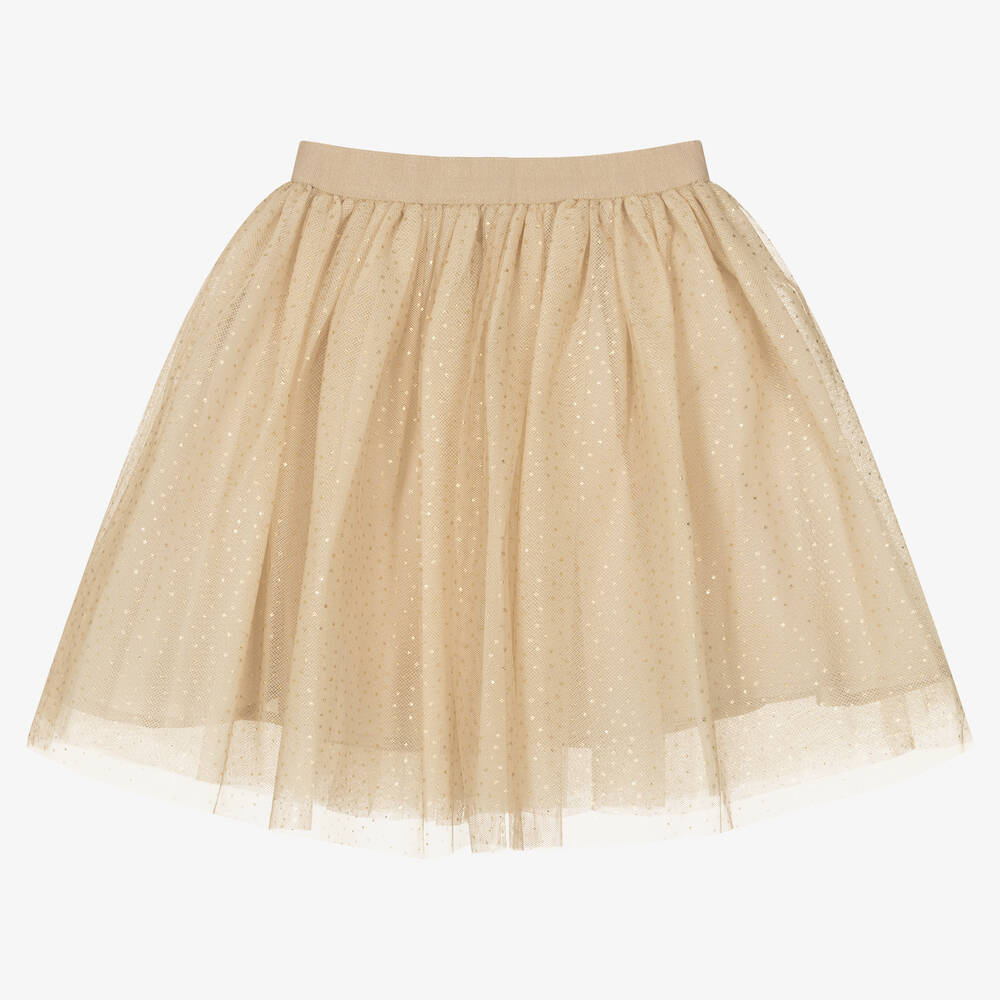 Bonpoint - Бежевая юбка-пачка с блестками для девочек | Childrensalon