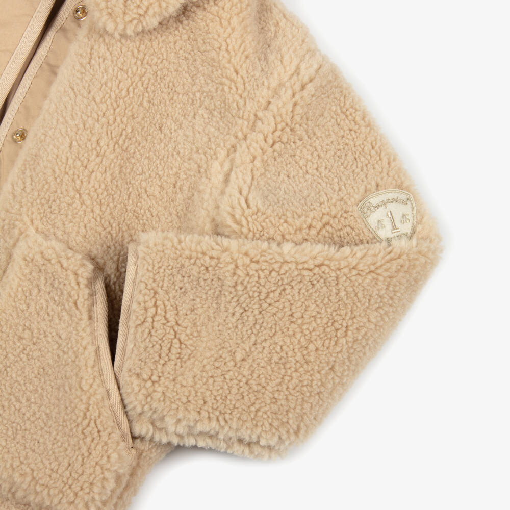 Bonpoint-Girls Beige Sherpa Fleece Jacket | Childrensalon Outlet