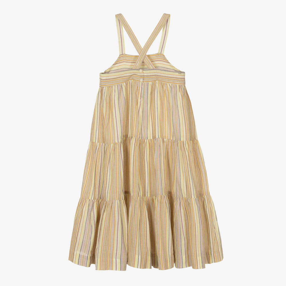 Bonpoint-Girls Beige Striped Cotton Sundress | Childrensalon Outlet