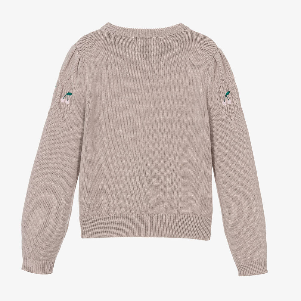 Bonpoint-Girls Beige Wool & Cotton Knit Jumper | Childrensalon Outlet