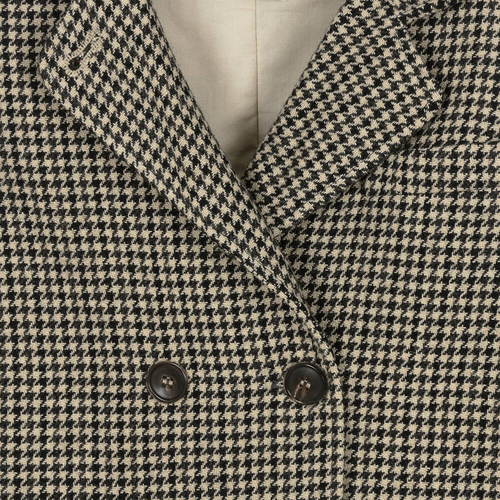 Bonpoint-Girls Beige Wool Houndstooth Blazer | Childrensalon Outlet