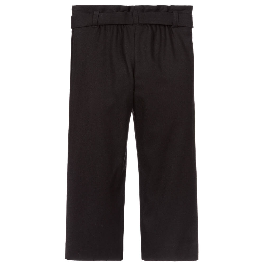 Bonpoint-Girls Black Belted Trousers | Childrensalon Outlet