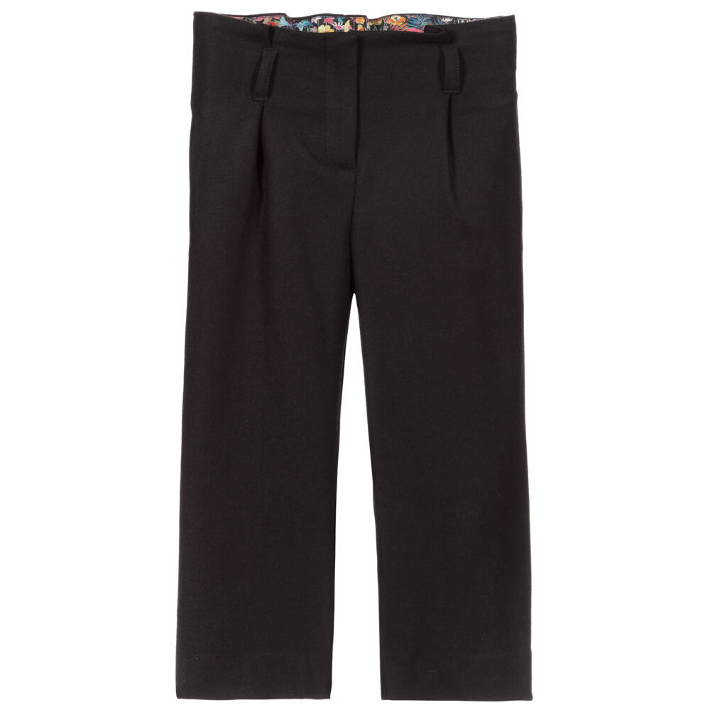 Bonpoint-Girls Black Belted Trousers | Childrensalon Outlet
