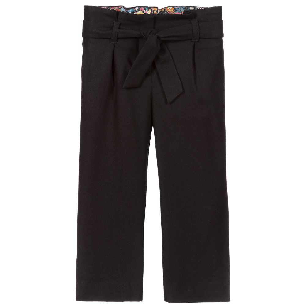 Bonpoint - Черные брюки с поясом для девочек | Childrensalon