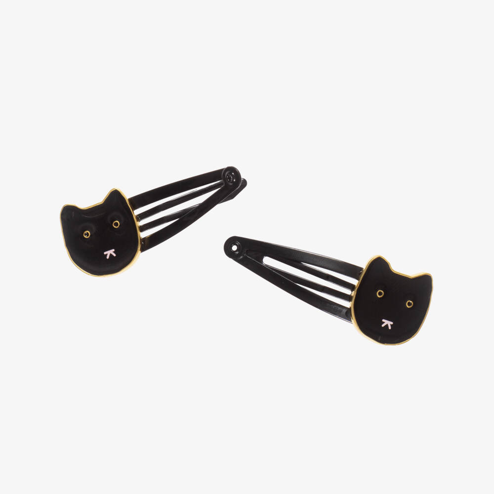Bonpoint-Girls Black Cat Hairclips (2 Pack) | Childrensalon Outlet