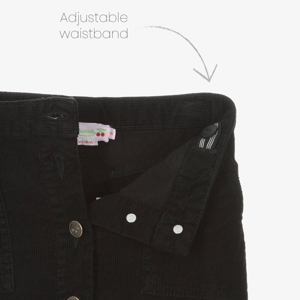Bonpoint-Girls Black Corduroy Button-Up Skirt | Childrensalon Outlet