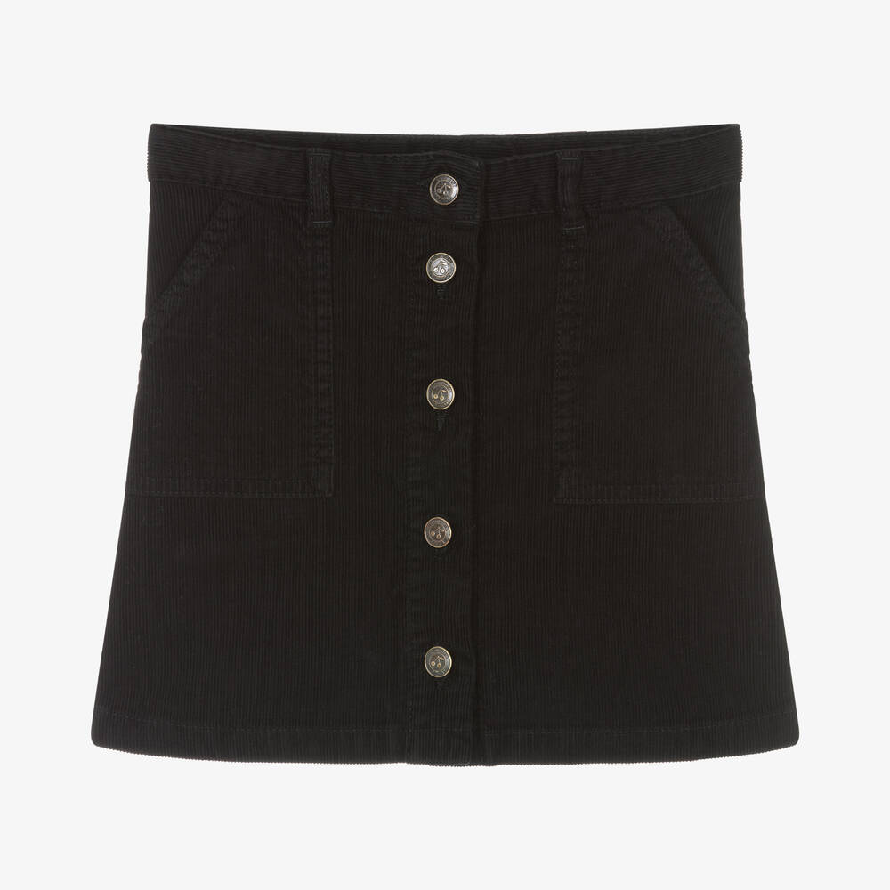 Bonpoint - Girls Black Corduroy Button-Up Skirt | Childrensalon