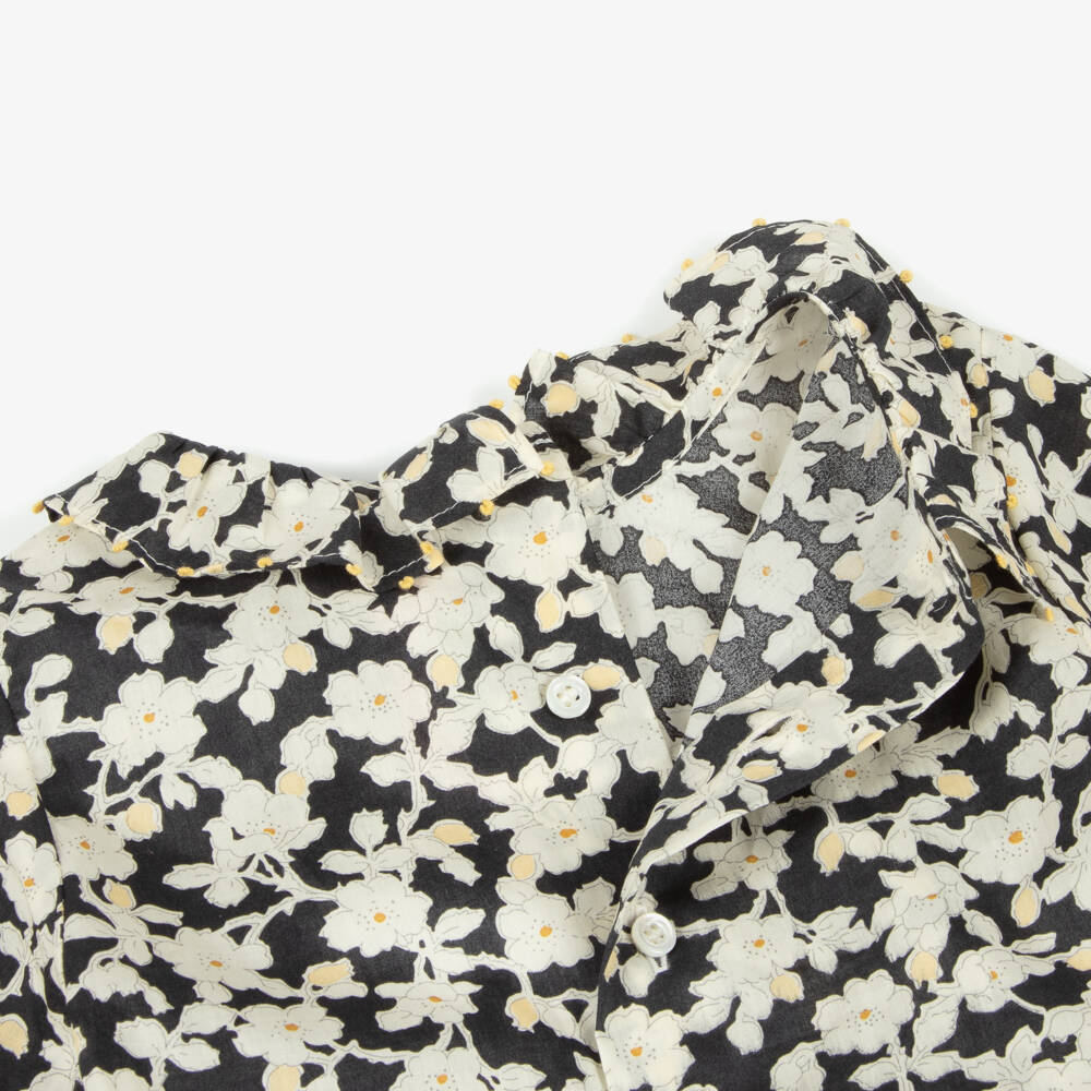 Bonpoint-Girls Black & Ivory Floral Liberty Fabric Blouse | Childrensalon Outlet
