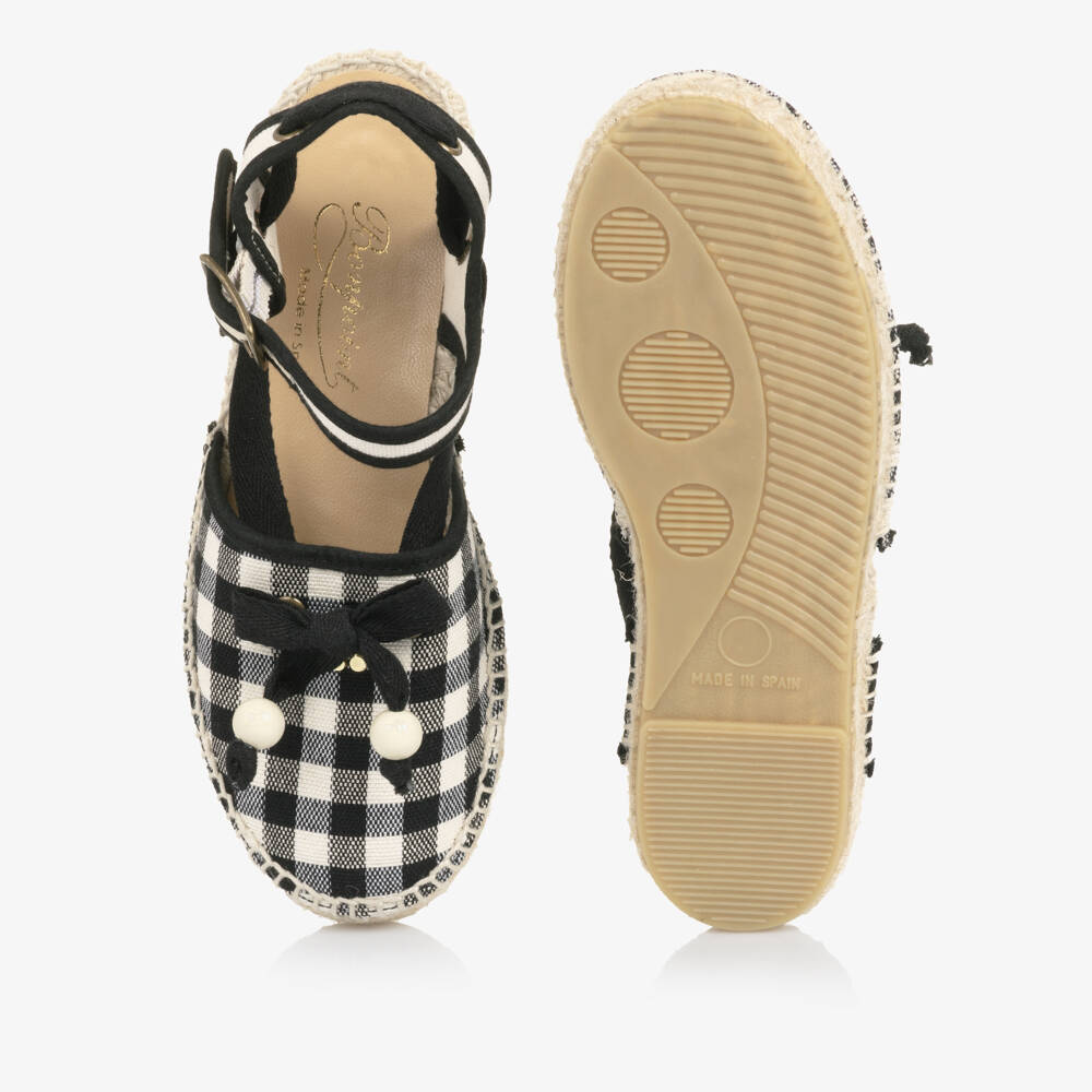 Bonpoint-Girls Black & White Gingham Espadrilles | Childrensalon Outlet