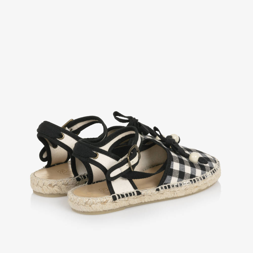 Bonpoint-Girls Black & White Gingham Espadrilles | Childrensalon Outlet