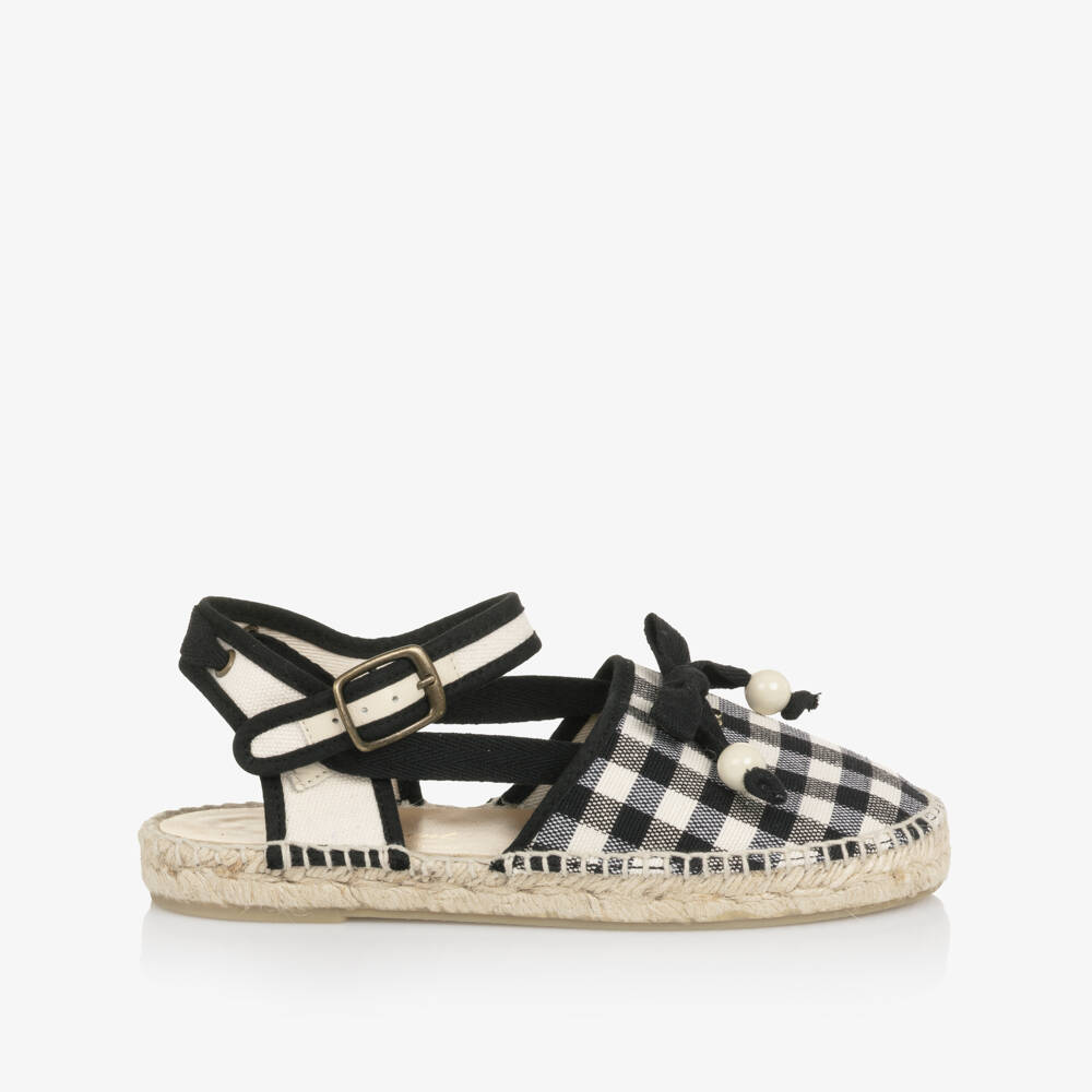 Bonpoint-Girls Black & White Gingham Espadrilles | Childrensalon Outlet