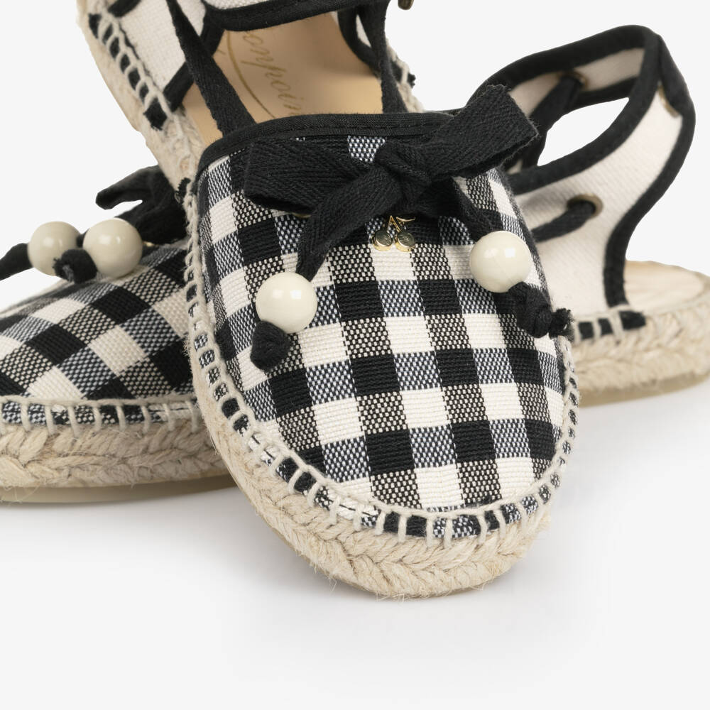 Bonpoint-Girls Black & White Gingham Espadrilles | Childrensalon Outlet
